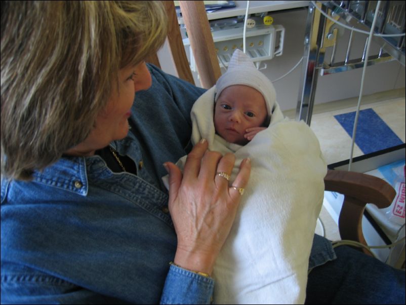 Monica holding Owen